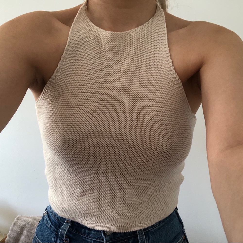 Tan knit halter top